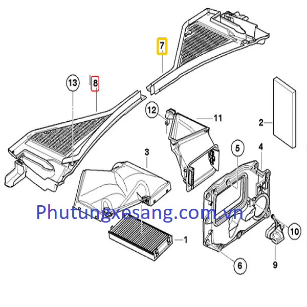 Tấm ốp lọc điều hòa ngoài phải BMW X Tấm ốp lọc điều hòa ngoài phải BMW X