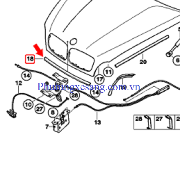 Nẹp trong cản trước BMW X5 X6 E70 E7 Nẹp trong cản trước BMW X5 X6 E70 E7
