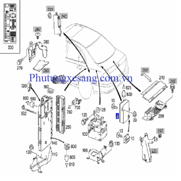 Hộp điều khiển ắc quy Mercedes E320 Hộp điều khiển ắc quy Mercedes E320