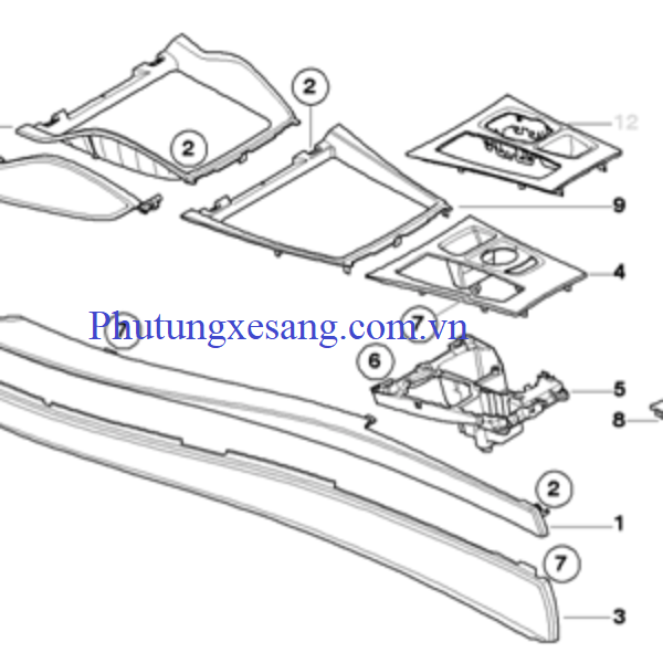 Nẹp ốp trái hộp tỳ tay BMW X6 X5 Nẹp ốp trái hộp tỳ tay BMW X6 X5
