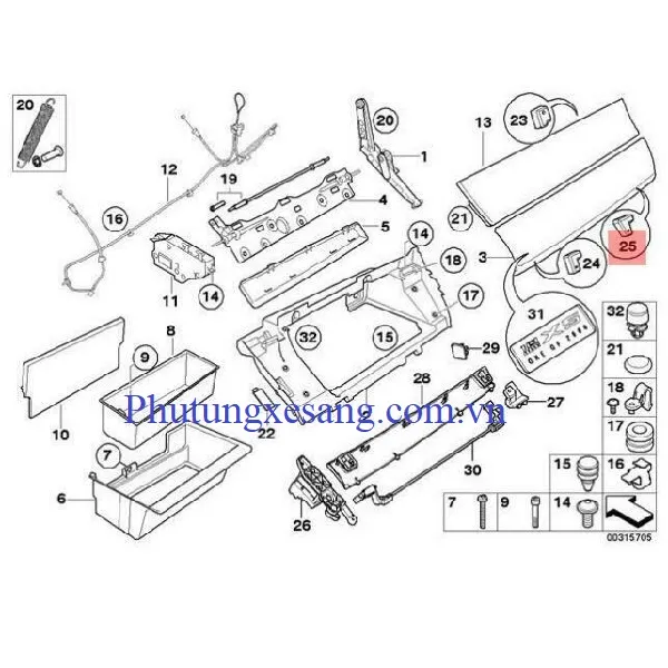 Bản lề hộp để đồ BMW X5 X6 E70 Bản lề hộp để đồ BMW X5 X6 E70