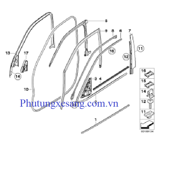 Nẹp khung trên cánh cửa trước phải B Nẹp khung trên cánh cửa trước phải B