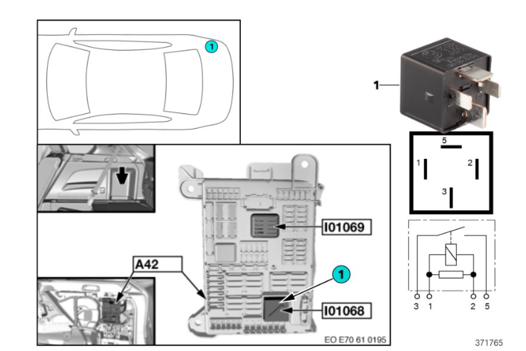 Hộp cầu chì-hộp sam trước xe BMM X5E70 sản xuất 2007-2012 4 Sơ đồ hộp cầu chì-hộp sam sau BMW