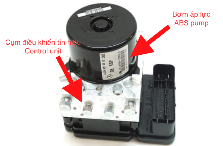 ABS điều khiển phanh mercedes C300 những dấu hiệu hư hỏng 802 Bơm áp lực và cụm điều khiển tín hiệu ABS