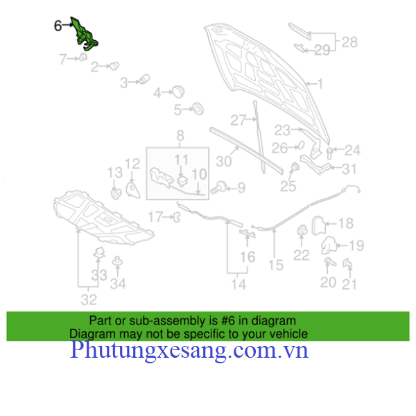 Khóa nắp capo trước Audi A4 A5 S4 S5 Khóa nắp capo trước Audi A4 A5 S4 S5