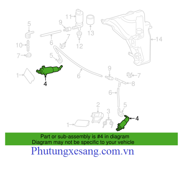 Mô tơ rửa đèn pha bên phải Audi A4 Mô tơ rửa đèn pha bên phải Audi A4