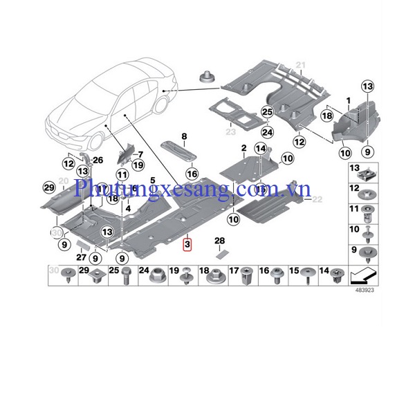 Tấm chắn bùn gầm BMW 128i 228i 230i Tấm chắn bùn gầm BMW 128i 228i 230i