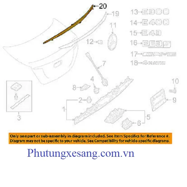 Nẹp crom sau cốp Mercedes E300 E350 Nẹp crom sau cốp Mercedes E300 E350