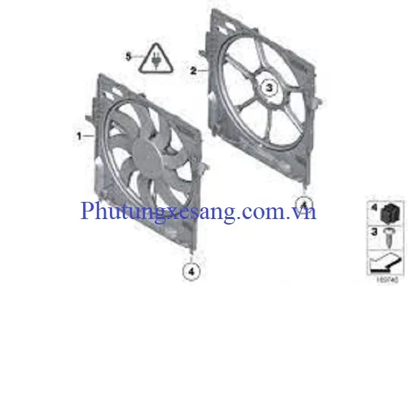 Quạt gió động cơ BMW 525i 535i 740i 745i F01 F-17417589028 Quạt gió động cơ BMW 525i 535i 740i 745i F01 F-17417589028