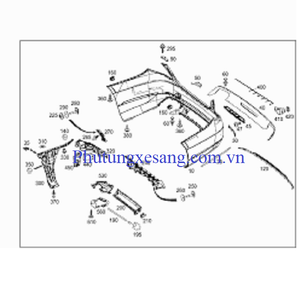 Nẹp crom cản sau giữa Mercedes S600 Nẹp crom cản sau giữa Mercedes S600