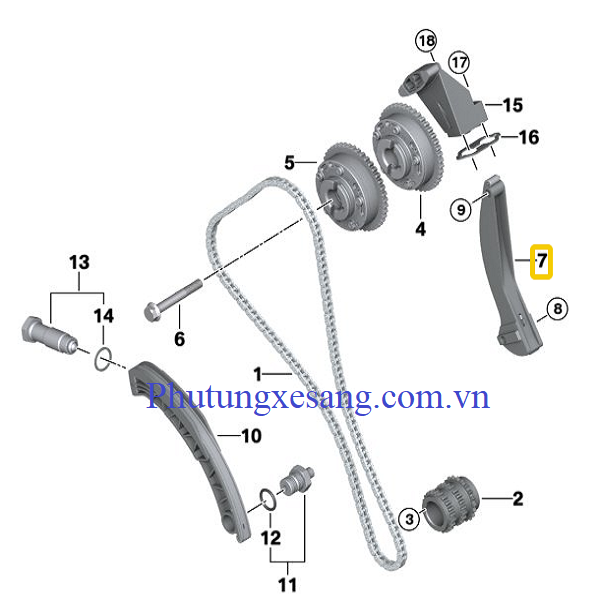 Máng tỳ xích cam BMW 545i 550i X5 Máng tỳ xích cam BMW 545i 550i X5