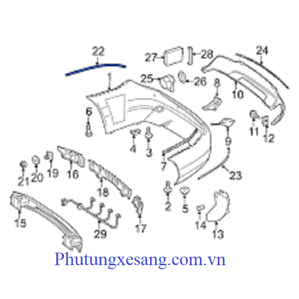 Nẹp cản sau phải Mercedes C200 C250 Nẹp cản sau phải Mercedes C200 C250