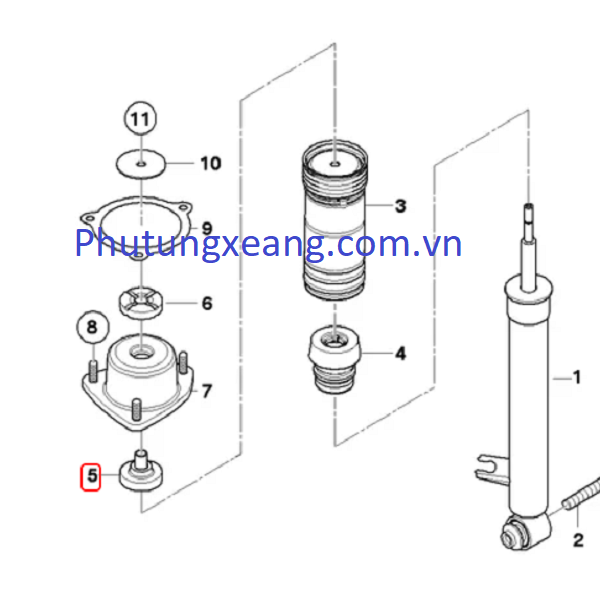Cao su giảm sóc sau phía dưới BMW X5 Cao su giảm sóc sau phía dưới BMW X5