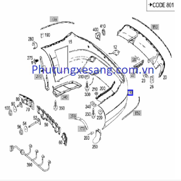 Cản sau Mercedes C300 C350 C63 AMG Cản sau Mercedes C300 C350 C63 AMG