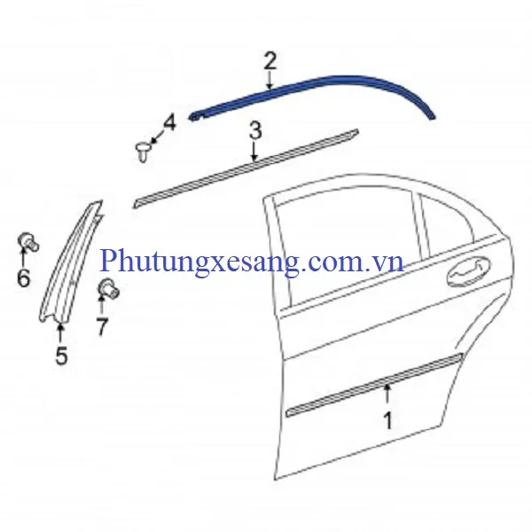 Nẹp crom trên kính cửa sau trái Merc Nẹp crom trên kính cửa sau trái Merc