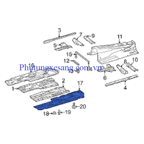 Tấm ốp gầm dọc gầm trái Mercedes E20 Tấm ốp gầm dọc gầm trái Mercedes E20