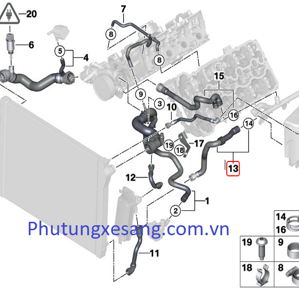 Ống nước làm mát BMW 750i 750Li N63 Ống nước làm mát BMW 750i 750Li N63