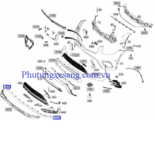 Nẹp crom cản trước phải Mercedes GLC Nẹp crom cản trước phải Mercedes GLC