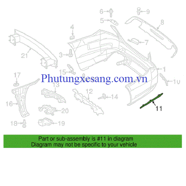 Nẹp crom cản sau phải Mercedes S450 Nẹp crom cản sau phải Mercedes S450