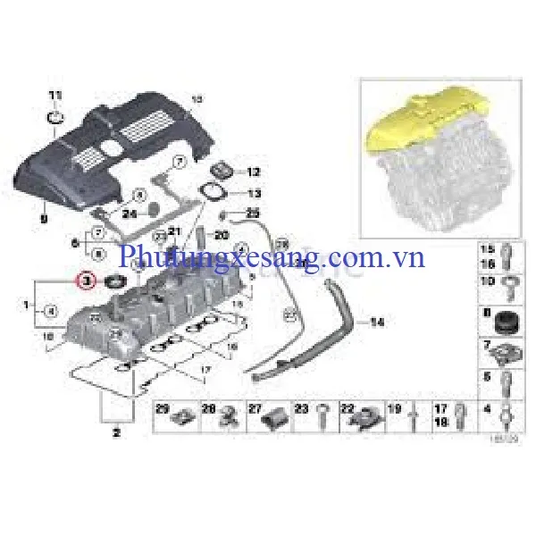 Gioăng trên nắp máy BMW X1 X3 X5 Z4 Gioăng trên nắp máy BMW X1 X3 X5 Z4