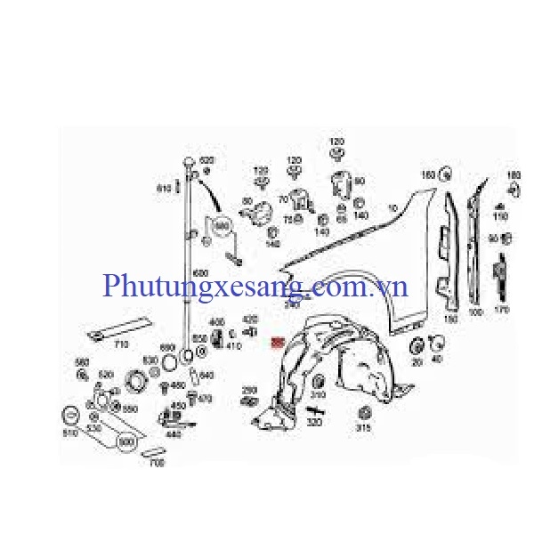 Lòng vè chắn bùn trước phải Mercedes Lòng vè chắn bùn trước phải Mercedes