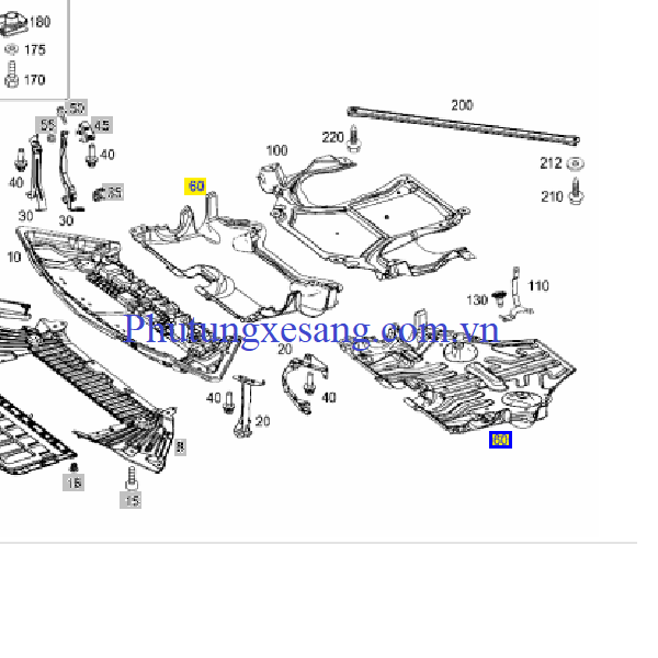Tấm chắn giữa động cơ Mercedes E350 Tấm chắn giữa động cơ Mercedes E350
