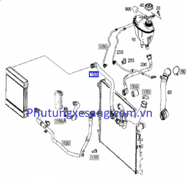 Ống nước vào két turbo Mercedes S300 Ống nước vào két turbo Mercedes S300