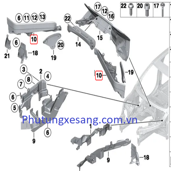 Tấm ốp nhựa khoang máy trái BMW X5 X Tấm ốp nhựa khoang máy trái BMW X5 X