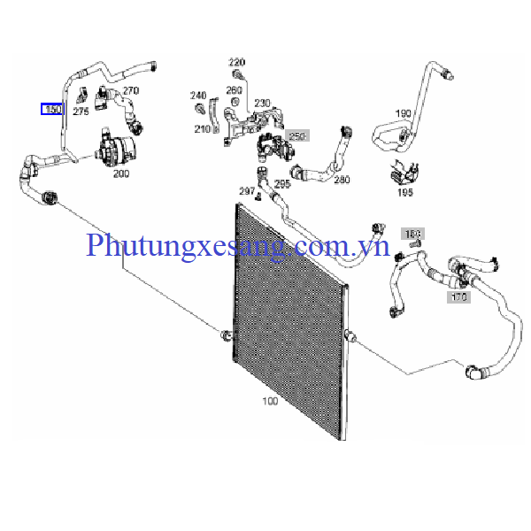 Ống nước phải Mercedes S300 S350 S40 Ống nước phải Mercedes S300 S350 S40