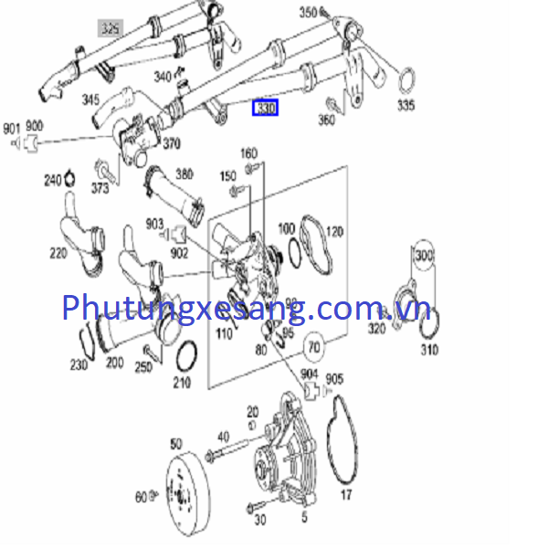 Ống nước làm mát Mercedes C180 C200 Ống nước làm mát Mercedes C180 C200