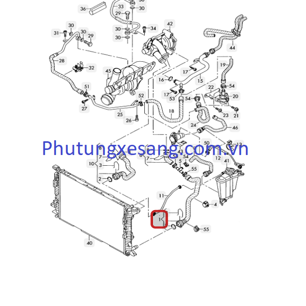 Ống nước làm mát từ bơm vào két Aud Ống nước làm mát từ bơm vào két Aud