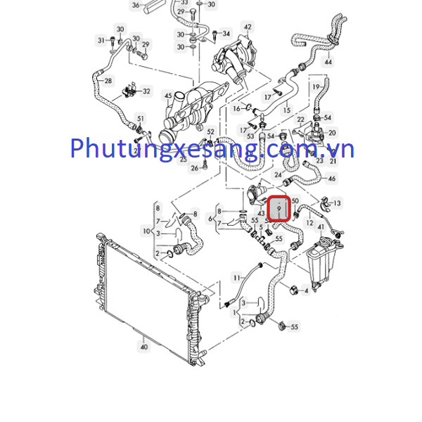 Ống nước làm mát Audi Q5 2007-2011-8 Ống nước làm mát Audi Q5 2007-2011-8
