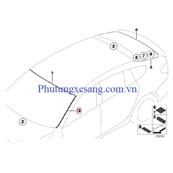 Gioăng kính chắn gió trái BMW 528i 5 Gioăng kính chắn gió trái BMW 528i 5