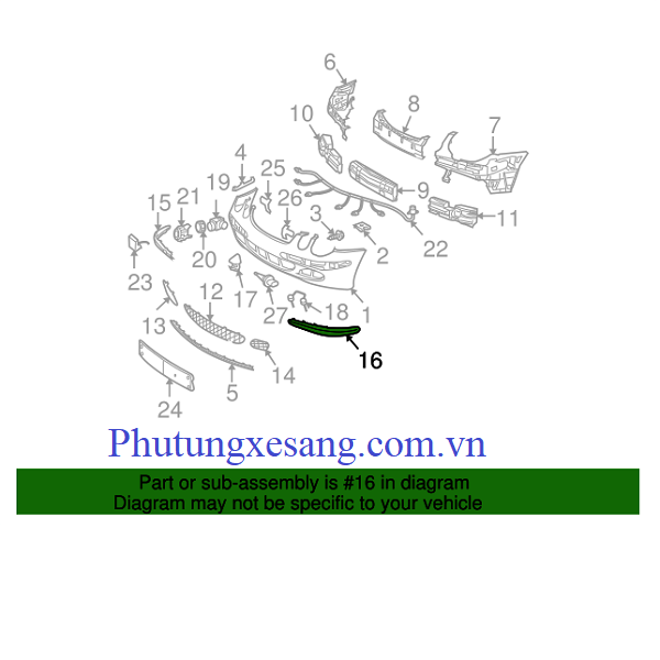 Nẹp crom cản trước trái Mercedes E24 Nẹp crom cản trước trái Mercedes E24