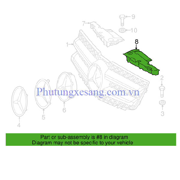 Ốp tản nhiệt sau calang trái Mercede Ốp tản nhiệt sau calang trái Mercede