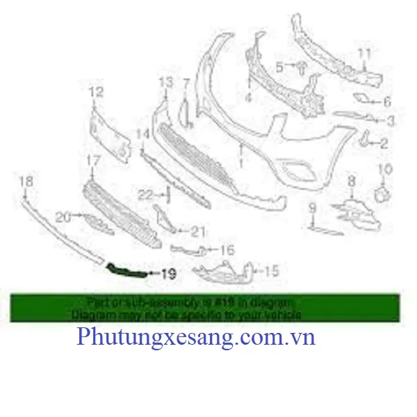 Nẹp crom cản trước trái Mercedes GL Nẹp crom cản trước trái Mercedes GL