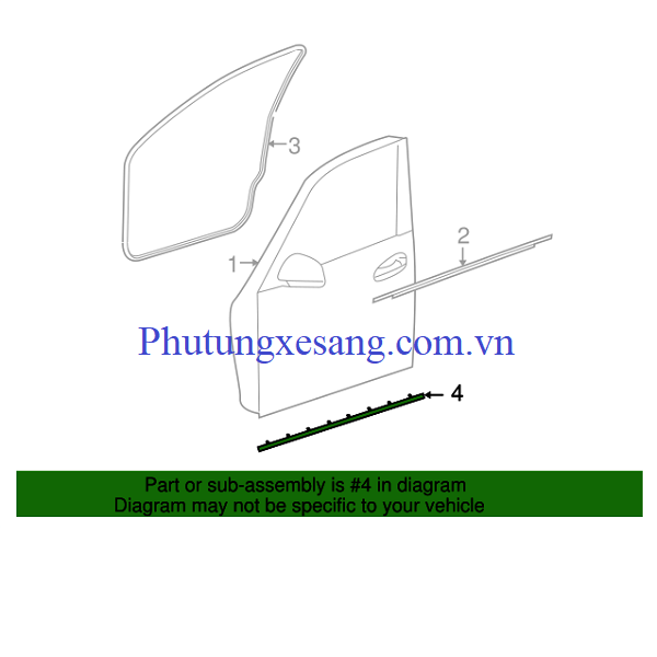 Nẹp cao su dưới trong cửa trước trái Nẹp cao su dưới trong cửa trước trái