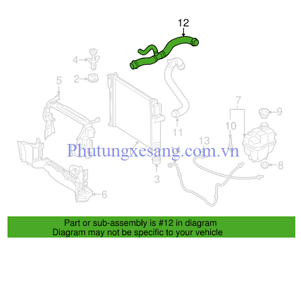 Ống nước làm mát Mercedes E240 E28 Ống nước làm mát Mercedes E240 E28
