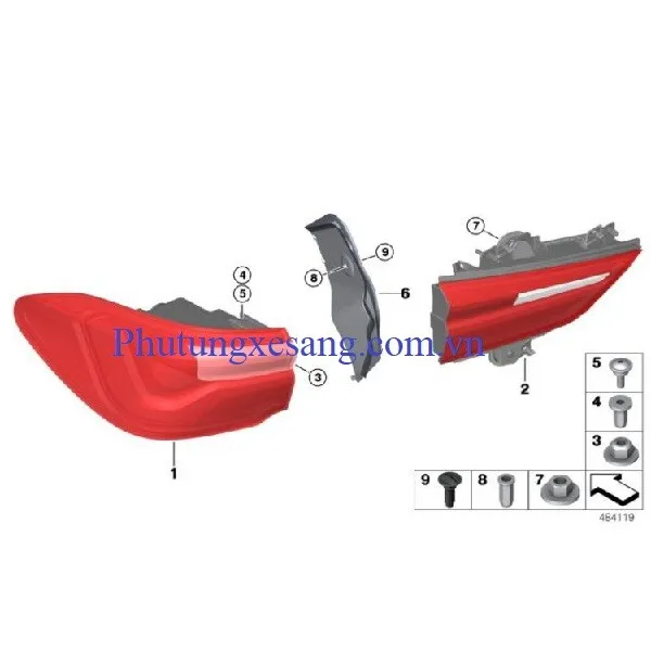 Đèn hậu trái miếng trong BMW X2 F39 Đèn hậu trái miếng trong BMW X2 F39
