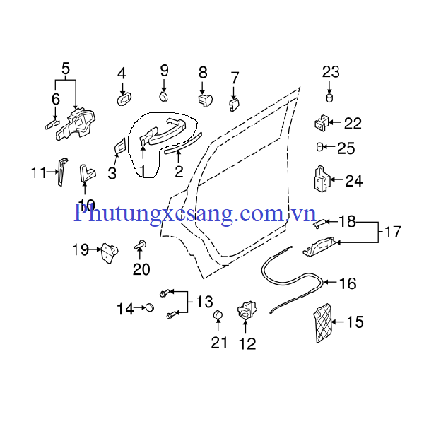 Tay nắm cửa ngoài trước sau trái phả Tay nắm cửa ngoài trước sau trái phả
