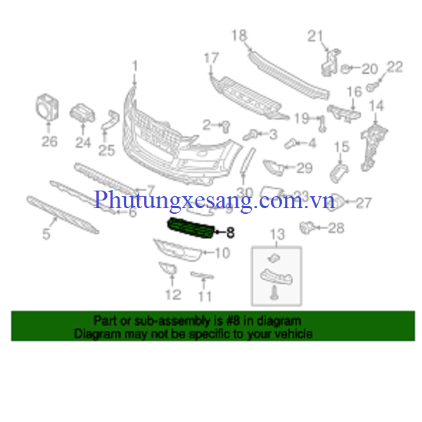 Lưới cản trước phải Audi Q7 2010-201 Lưới cản trước phải Audi Q7 2010-201