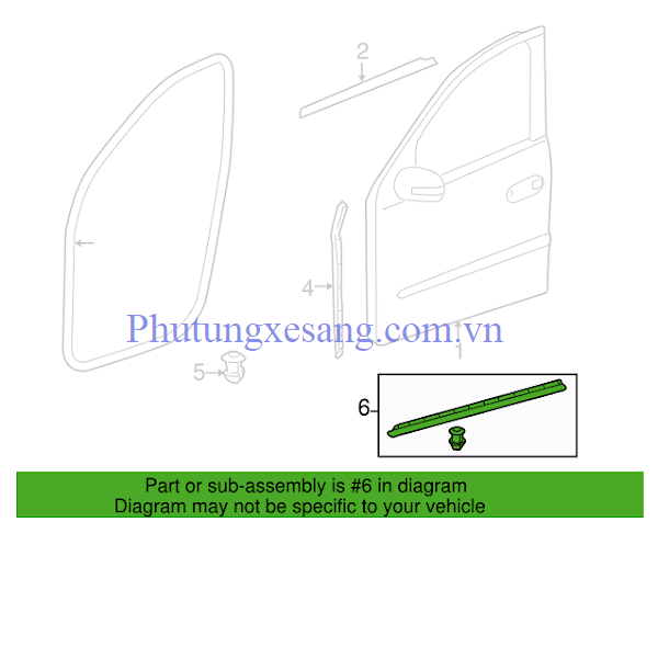Nẹp cao su chân cánh cửa trước phải Nẹp cao su chân cánh cửa trước phải