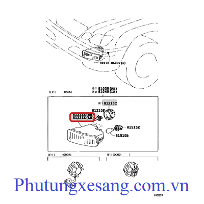 Đèn gầm cản trước bên phải Lexus LX470-81039-60060, 810396006 Đèn gầm cản trước bên phải Lexus LX470-81039-60060, 810396006
