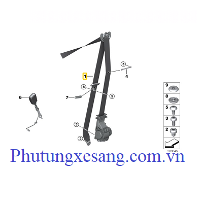 Dây đai an toàn trước BMW 320i 330i G20 G21 2017-2019 (bên trái)-72117496291 Dây đai an toàn trước BMW 320i 330i G20 G21 2017-2019 (bên trái)-72117496291